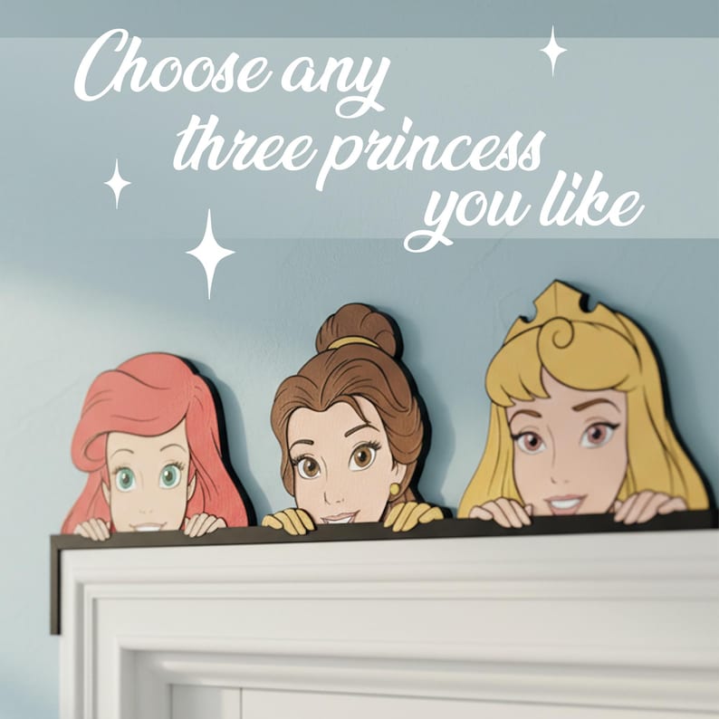 Disney Princess Door Corner Sign, Ariel Belle Aurora Wooden Door Topper ...