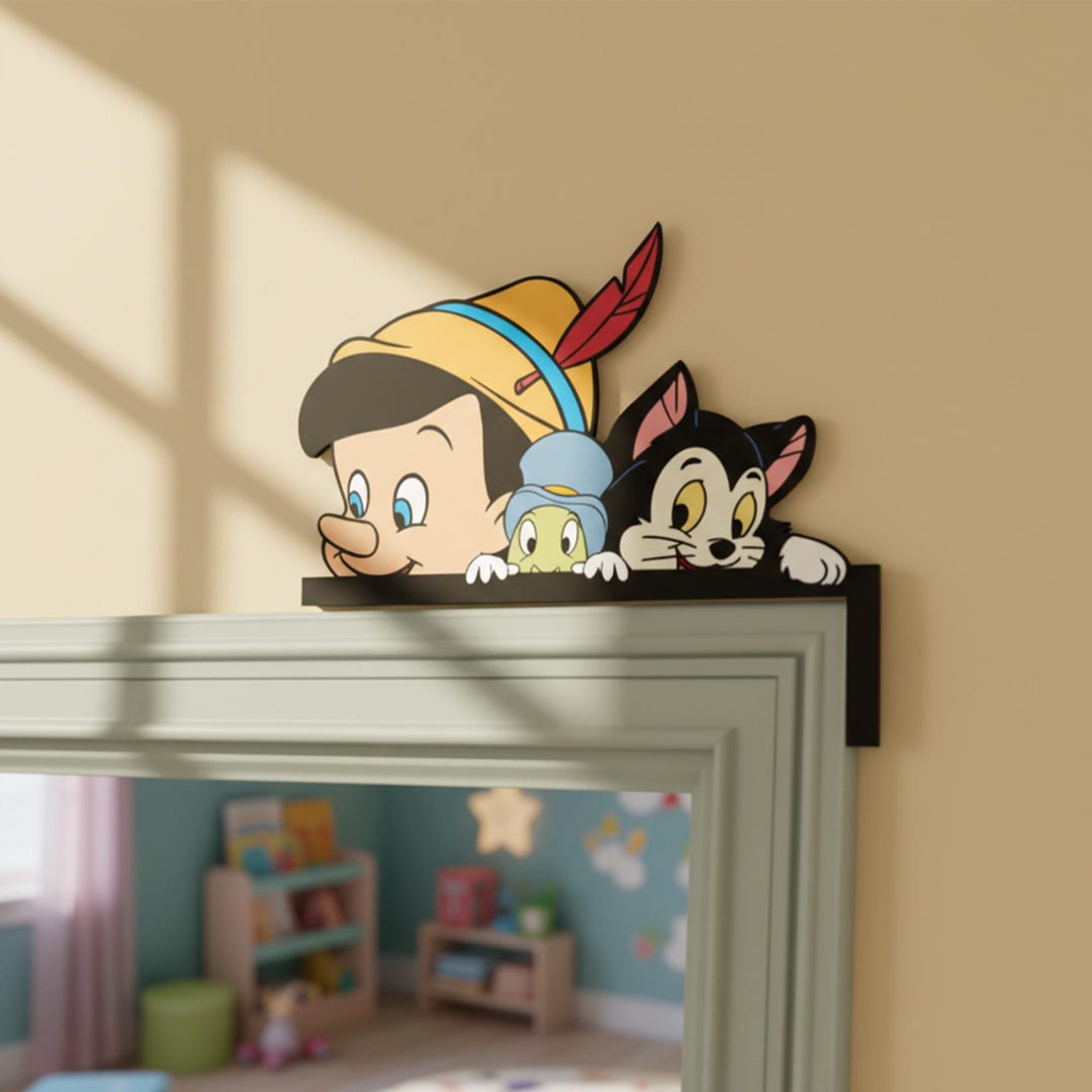 Pinocchio Sign Disney Pinocchio Wood Door Corner Sign, Pinocchio Jiminy Cricket Figaro ...