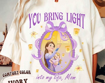 Retro Rapunzel and Queen Arianna Floating Lanterns T-Shirt, You Bring Light Into My Life Mom Shirt, Disney Tangled Mom Tee, Gift For Mom