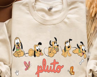 Koszulka z uroczym pieskiem Pluto w kreskówkowym stylu, zabawna koszulka Disney Pluto, klasyczna koszulka z psem Disney, koszulka z wycieczką do Magic Kingdom, koszulka z wakacjami w Disneylandzie