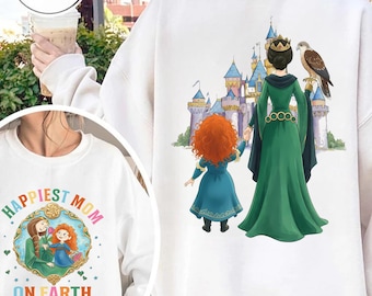 Two Sided Queen Elinor and Merida Happiest Mom On Earth T-Shirt, Disney Brave Mom Shirt, Disney Mother's Day 2026 Gift, Gift For Mom
