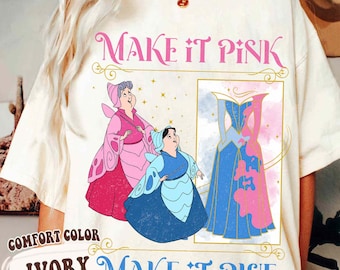 Camiseta retro Make It Pink Make It Blue, linda camiseta gráfica de hadas buenas, vestido mágico de princesa para vacaciones, camiseta cómoda con varita mágica en tonos pastel