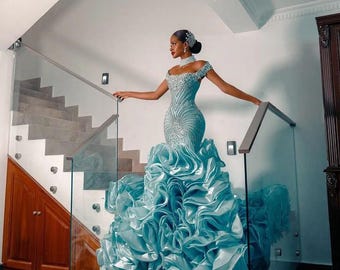 Luxury Reception Evening Dress | Luxury Prom Dress | Birthday Dress | Red Carpet Dress | Wedding Reception Dress | Wedding Gown | Bridals