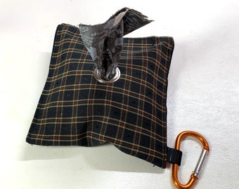 Dog doo plastic bag dispenser - black plaid