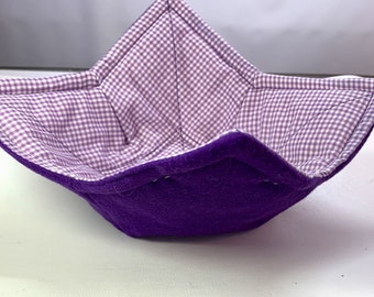 Microwave bowl hot pad - Purple and purple check