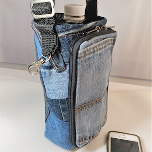 Water bottle carrier- recycled denim jeans