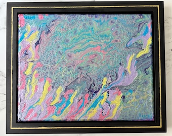 Fragmentos abstractos originales del mañana, pintura acrílica — Arte mural inspirador, arte con técnica de vertido, decoración de apartamentos, regalo, arte moderno bohemio, arte único, 8x10