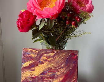 Original Abstract The Surface of Gold Acrylic Painting — Gold Wall Art, Warm Modern Decor, Unique Gift, 8x10