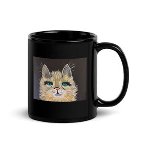 El amor de un gato - Taza negra brillante