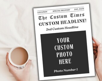 Personalisierte große Zeitung Ankündigung, Baby auf dem Weg, Schwangerschaft offenbaren, Baby Shower druckbare benutzerdefinierte digitale Social-Media-Ankündigung