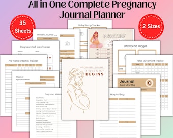 Minimalistischer Schwangerschaftsplaner zum Ausdrucken, Digitales Mutterschaftsjournal, Baby Bump Tracker, Boho Digitaler Schwangerschaftsplaner, Bump to Baby