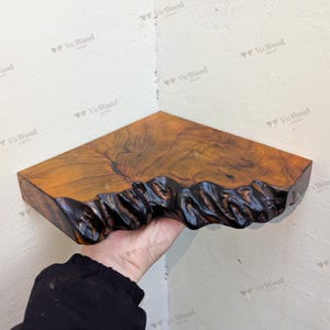 Handmade Wooden Floating Shelves | Live Edge Corner Shelf for Rustic & Modern Wall Decor