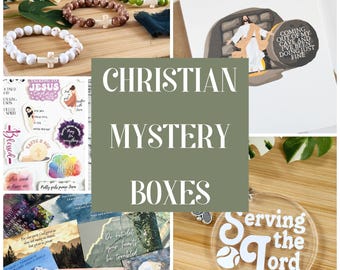Christian Faith Mystery Boxes | Surprise Care Packages | Curated Gift Boxes and Bags | Christian Jesus Gift Ideas | Scripture Themed Gifts