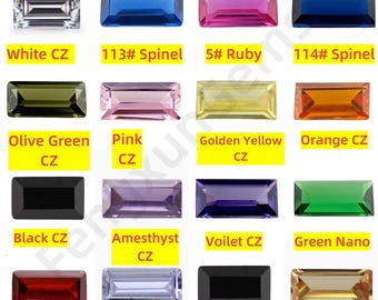 1x2mm~3x6mm 50/100pcs Rectangle Shape Baguette Cut Green pink white Blue Cubic Zirconia Loose CZ Beads 5A Synthetic Gems For Jewelry