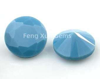 Heat-resistant Round Brilliant Cut Lab Created Blue turquoise Nano Loose Gems For Retro Style Jewelry Wax Setting