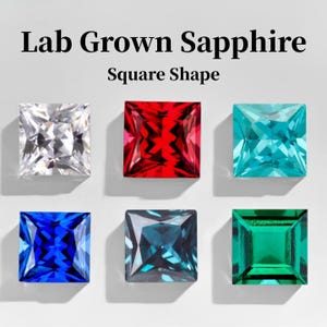 Square Shape Lab-Grown Sapphire Loose Gemstone 3x3~10x10mm For Jewelry Ring Earrings DIY Making