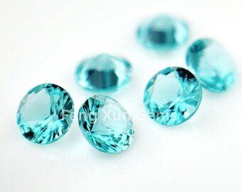 Heat-resistant Round Brilliant Cut Paraiba Green Nano For Jewelry Wax Setting