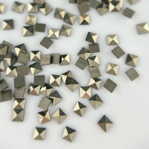 100pcs 1.2x1.2-2x2mm Natural Marcasite Stone Square Flat back Marcasite Gems Loose For jewelry DIY