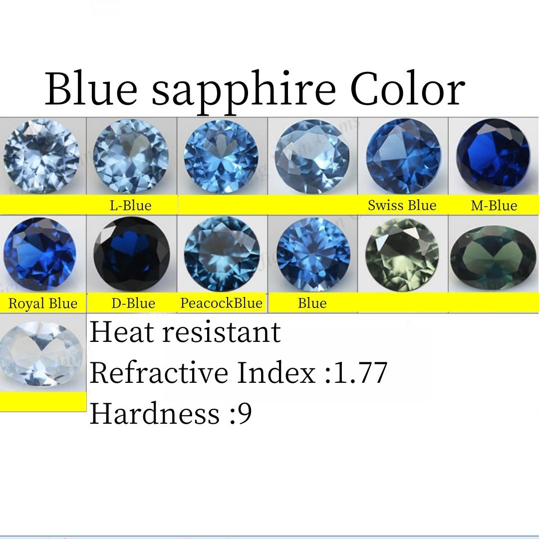 Lab Grown Blue sapphire 0.8~15mm Gemstone Loose Round Brilliant Cut Blue Gems For Jewelry Earrings Ring High Quality Waxable inlay