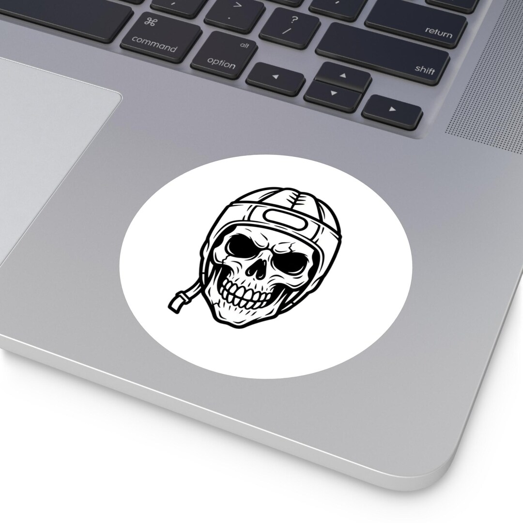 Scrum Try Ruck Sticker Rugby Player Skull in Scrum Cap Round Sticker | Vinyl Indoor Outdoor ...