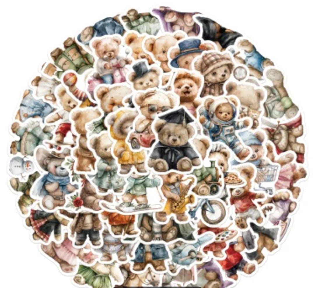 Cute Teddy Bears Stickers in a Set of 5 - Etsy