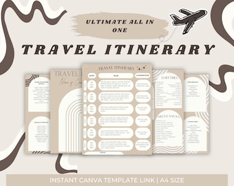 Editable Travel Itinerary Template | Customisable Trip Planner | Travel Agent Planner | Printable Travel Guide