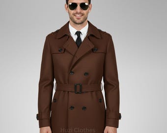 ウール ダブルブレスト ピーコート ブラウン系 ウール ダブルブレスト ピーコート ブラウン系