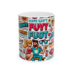 Playful Couples Ceramic Mug, Romantic Coffee Cup, Fun Tea Mug, Cute Couple Gift, Gift for Him Her, Relationship Mug