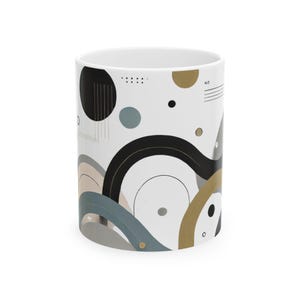 Modern Ceramic Mug (11oz, 15oz) - Best Personalized Coffee Mug, Funny Mug, Unique Minimalist Design by houseofmugart