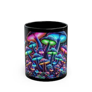 Colorful Mushroom Magic Mug, Psychedelic Coffee Cup, Gift for Nature Lovers, Unique Home Decor, Fantasy Themed Drinkware