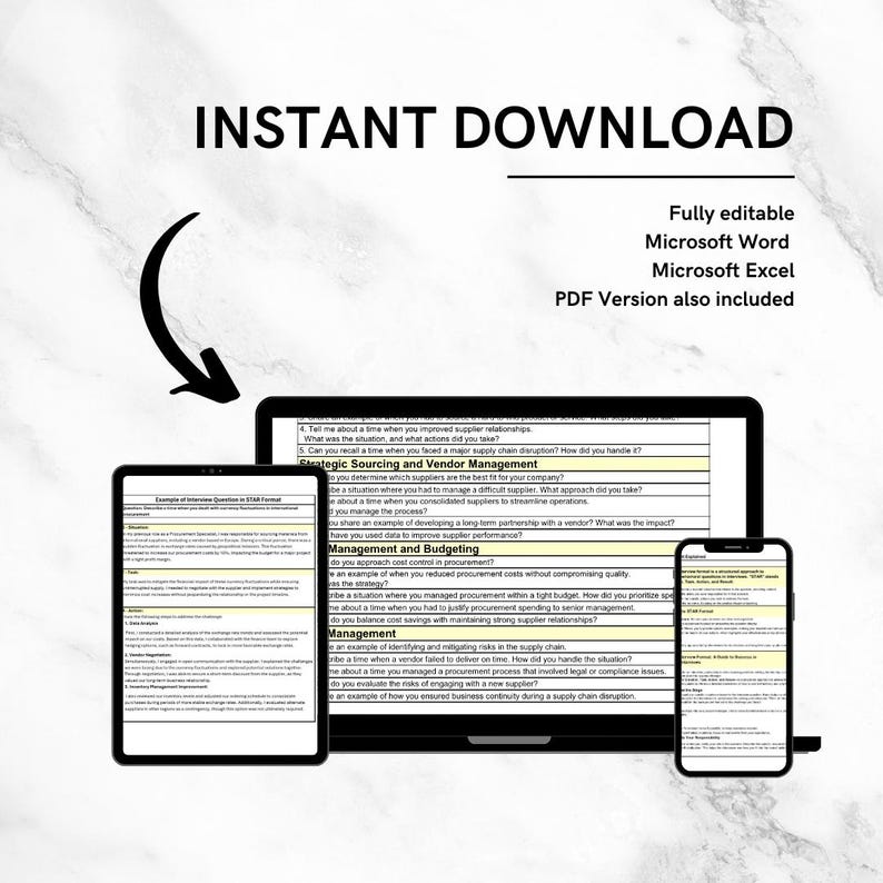 Break into a supply chain role as a buyer or procurement analyst. Bundle includes 100 supply chain questions tailer to becoming a buyer or procurement analyst.