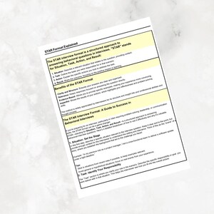 May include: A guide to using the STAR method for answering behavioural interview questions. The STAR method stands for Situation, Task, Action, and Result. This method is widely used in interviews for roles requiring problem-solving, leadership, or communication skills.