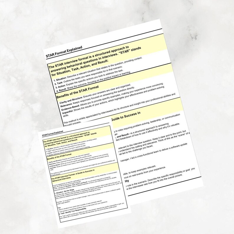 May include: A guide to using the STAR method for answering behavioural interview questions. The STAR method stands for Situation, Task, Action, and Result. The guide explains the benefits of using the STAR method and provides tips for success in interviews.