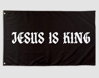 Funny Flag Jesus Is King Black Cool Meme Flag Banner 3X5 Ft College Dorm Room Guys Bedroom Mancave Frat Girls Wall Hangings Inspirational