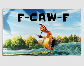 Funny Flag F Caw F Chicken Cool Meme Flag Banner 3X5 Ft College Dorm Room Guys Bedroom Mancave Frat Girls Wall Hangings