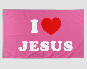 Funny Flag I Love Jesus Cool Meme Flag Banner 3X5 Ft College Dorm Room Guys Bedroom Mancave Frat Girls Wall Hangings
