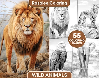 55 Wild Animals Grayscale Coloring Pages