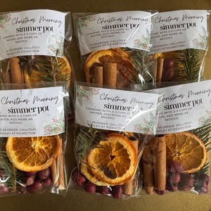 Geschenkset Menge 6 Weihnachtsmorgen Simmer Pot Ferienzeit aromatische Kräuter und Früchte Zitrus Apfel