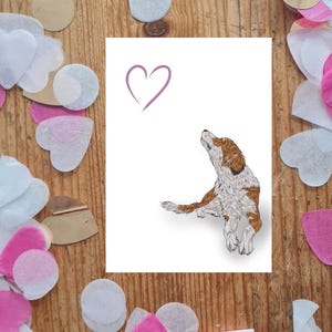 Cartão de felicitações, Coração de amor e cachorro, Cartão pintado à mão para pessoas favoritas, Download em PDF DIN-A6, impressão relaxe em casa