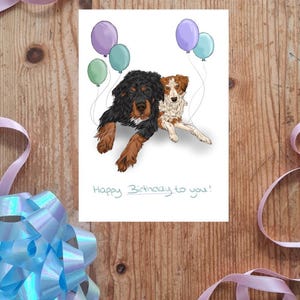 Geburtstagskarte / Klappkarte mit Postkarte "Dogs with Balloons" PDF-Download