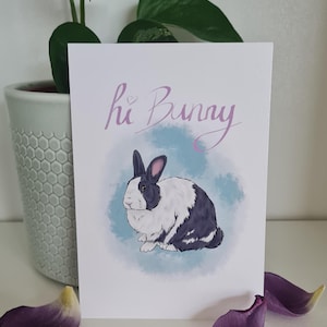 Carta postale "Ciao coniglietto!" Oster-Grußkarte, mit süßem Hasen, DIN-A 6