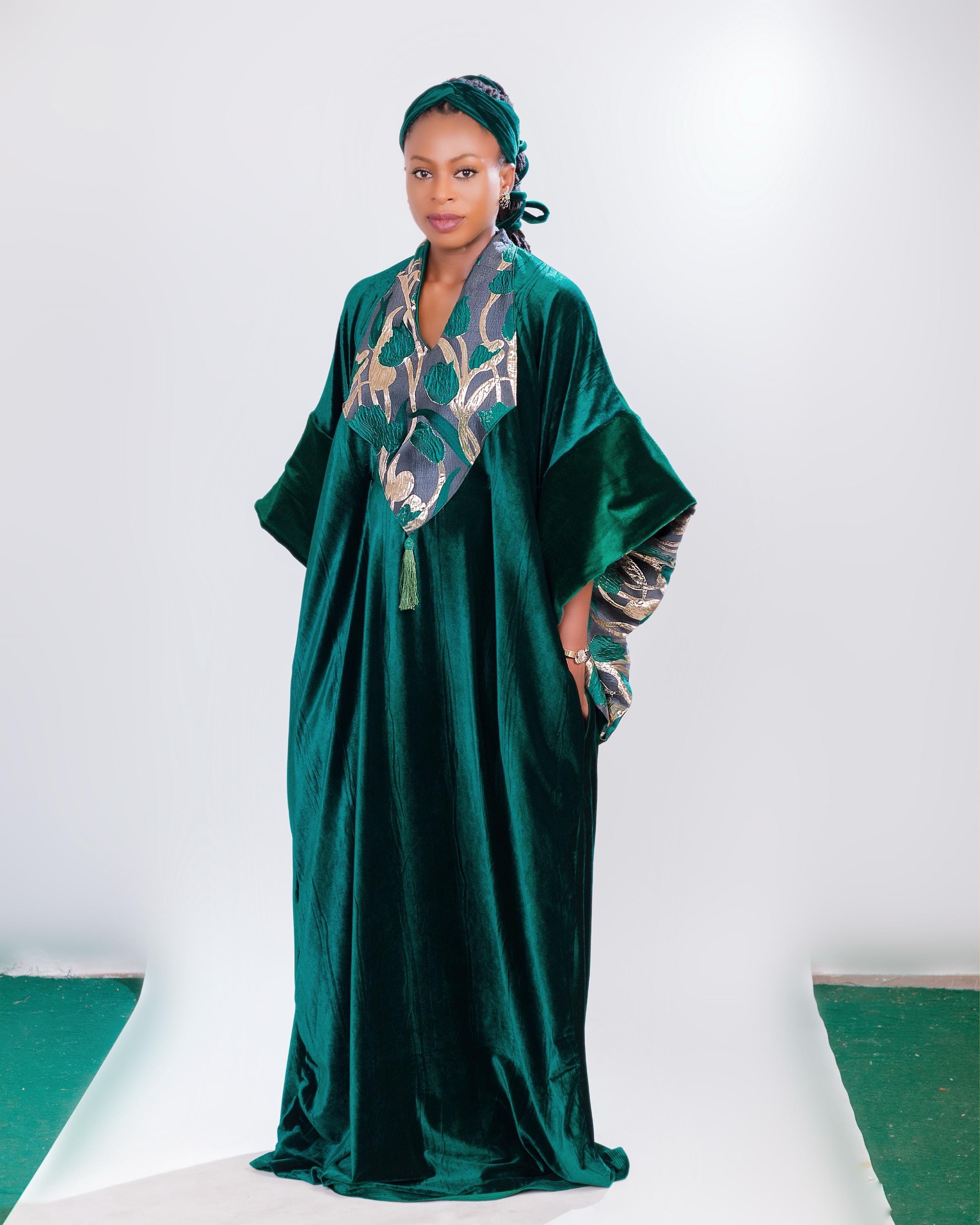 velvet green caftan dress Wedding Kaftan Dress Maxi Green Velvet main image 0