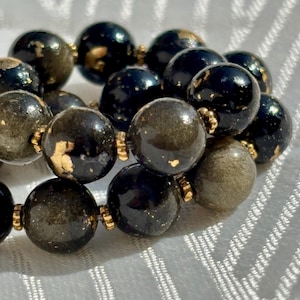 Celestial Eye Obsidian and 24k Gold Bracelet