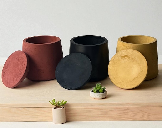 Handmade Concrete Candle Jars | 3 Colours | 250ml | Minimalist Home Decor | Reusable Container