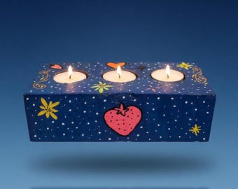 Portacandele/portabicchiere da shot dipinto a mano / Pezzo unico, regalo scherzoso e stravagante