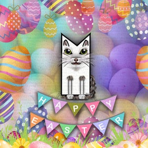 MOGZ zu Ostern: Ein fröhliches, freundliches Kätzchen, das gerne fröhliche oder nachdenkliche Gute-Laune-Nachrichten versendet, um jemandem den Tag zu erhellen.