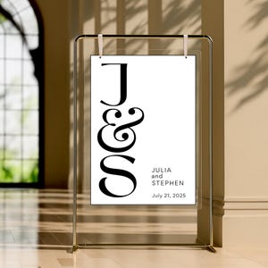 Modern Minimalist Wedding Welcome Sign Custom Printed Acrylic Arch Monogram Poster Wedding Entrance Signage Large Personalized Event Decor
