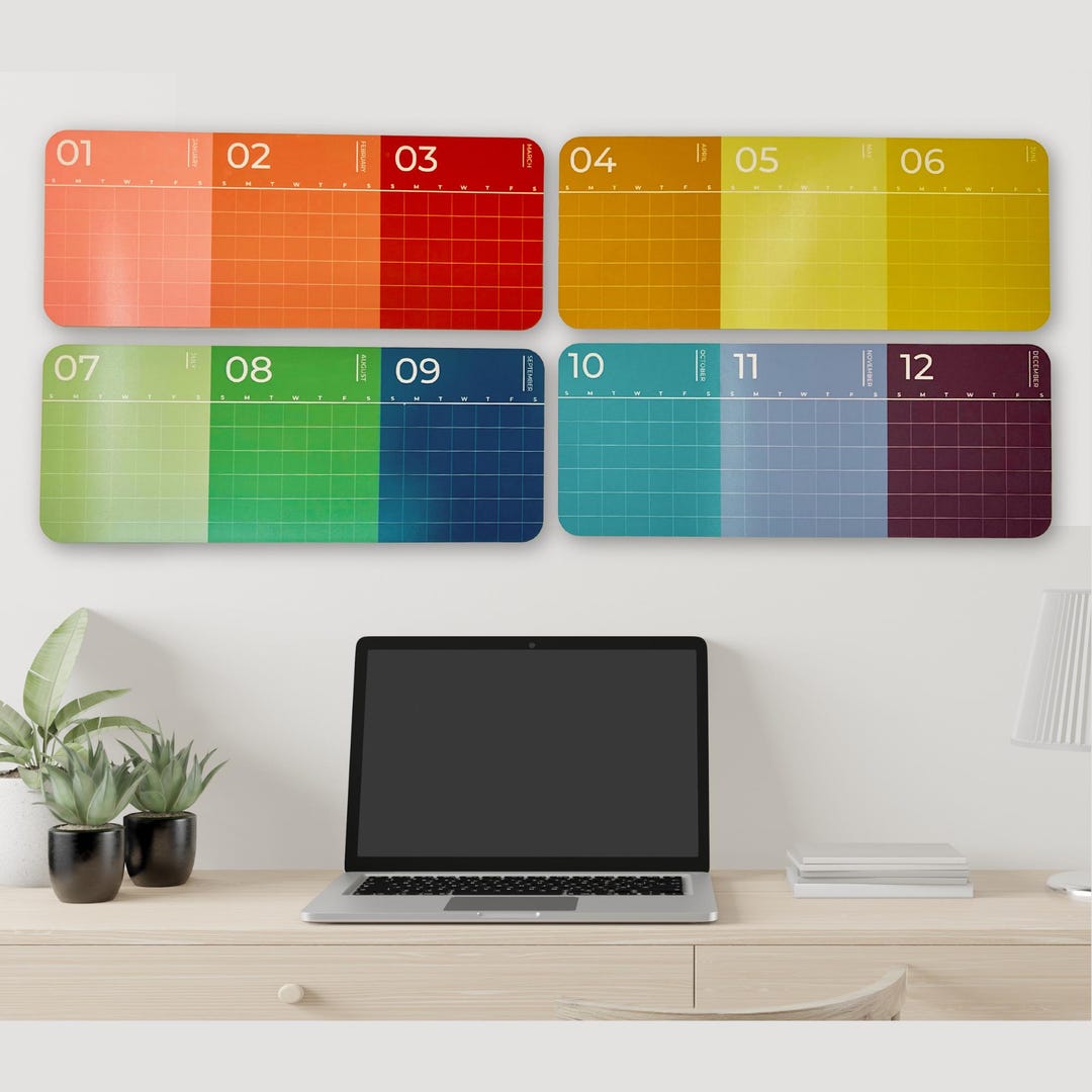 Reusable Large Undated Wall Calendar, Erasable Monthly Colorful Wall Planner, Large Perpetual ...