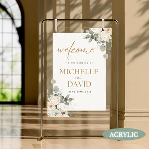 Neutral Floral Acrylic Wedding Welcome Sign Custom Printed Wedding ...