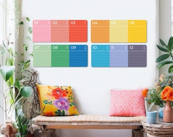 Large Colorful Undated Wall Calendar Erasable Monthly Reusable Wall Planner Over-sized Perpetual Office Decor Calendar Housewarming Gift